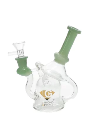 6" Microscope Recycler Dab Rig by Diamond Glass - Milk Green