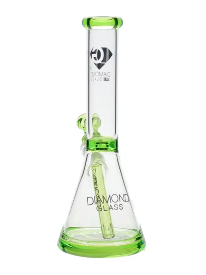 11" Fleek Beaker Bong by Diamond Glass - Green