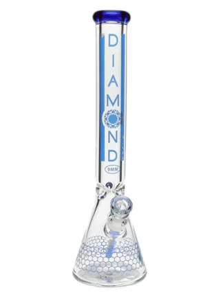 18" Dalmont No Perc Water Pipe by Diamond Glass - Blue Violet