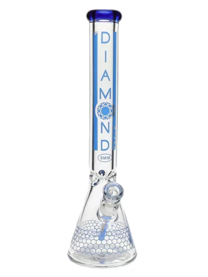 18" Dalmont No Perc Water Pipe by Diamond Glass - Blue Violet