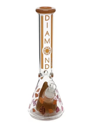 14" Pyramid Perc Water Pipe by Diamond Glass - Topazine