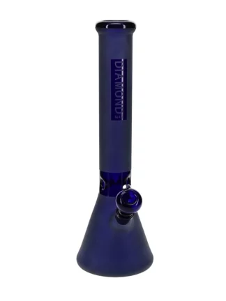 16" Sandblasted Beaker Base Water Pipe by Diamond Glass - Blue