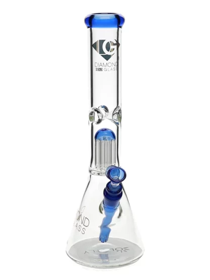 14" Crystal Weld Showerhead Perc Water Pipe by Diamond Glass