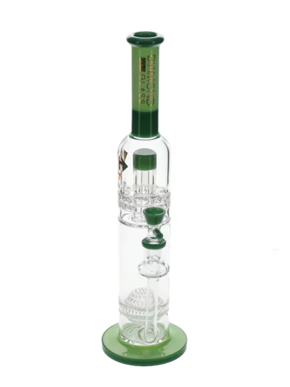 16" Ratched x Sphere Perc Water Pipe by Diamond Glass