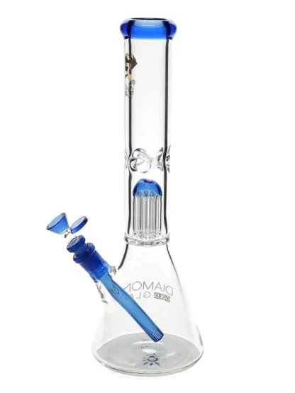 14" Crystal Weld Showerhead Perc Water Pipe by Diamond Glass