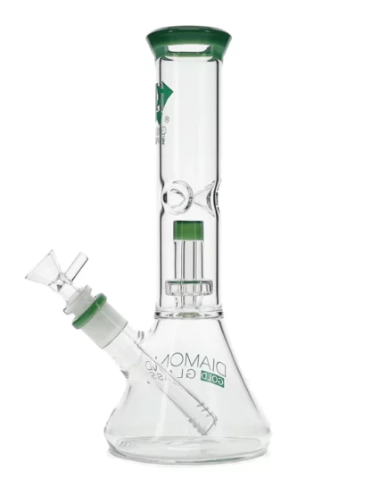 11" Clear Mansion Matrix Showerhead Beaker Bong by Diamond Glass
