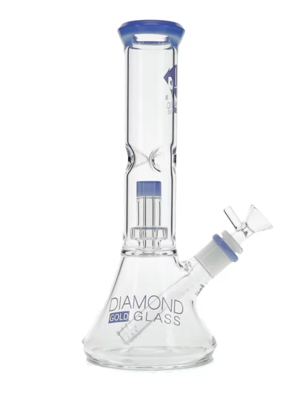 11" Clear Mansion Matrix Showerhead Beaker Bong by Diamond Glass - Milk Blue