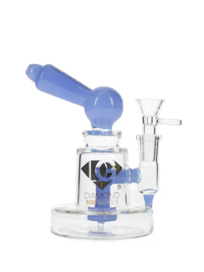 6" Galex Showerhead Perc Mini Dab Rig by Diamond Glass - Milk Blue