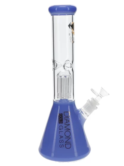 12" Mansion Tree Perc Water Pipe by Diamond Glass - Milk Blue