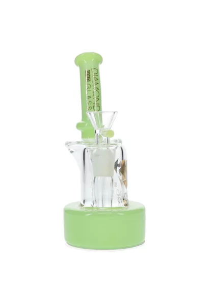 7" Hovership Recycler Dab Rig by Diamond Glass - Slymegreen