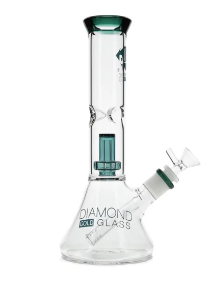 11" Clear Mansion Matrix Showerhead Beaker Bong by Diamond Glass - Teal