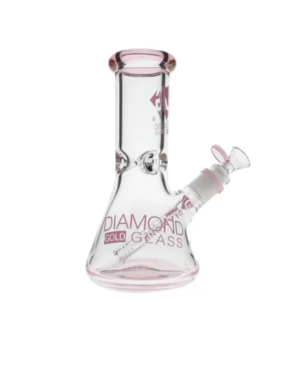 8" Hitter No Perc Beaker Water Pipe by Diamond Glass - Pink