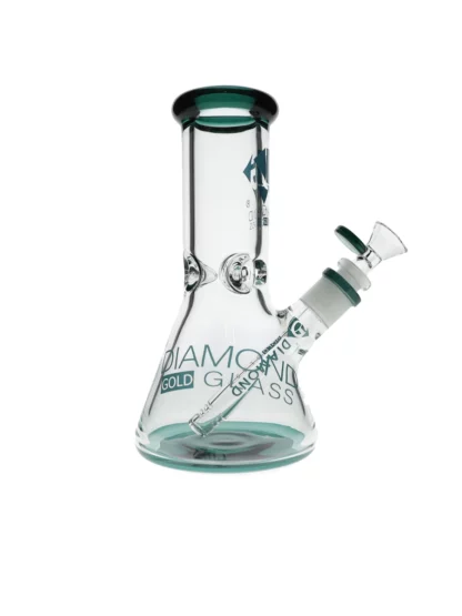 8" Hitter No Perc Beaker Water Pipe by Diamond Glass - Teal