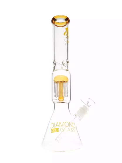 16″ King 10-Arm Tree Perc Beaker Water Pipe by Diamond Glass gold