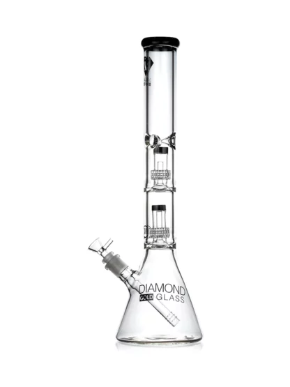 18" Dazed Double Matrix Showerhead Perc Beaker Bong by Diamond Glass - Black