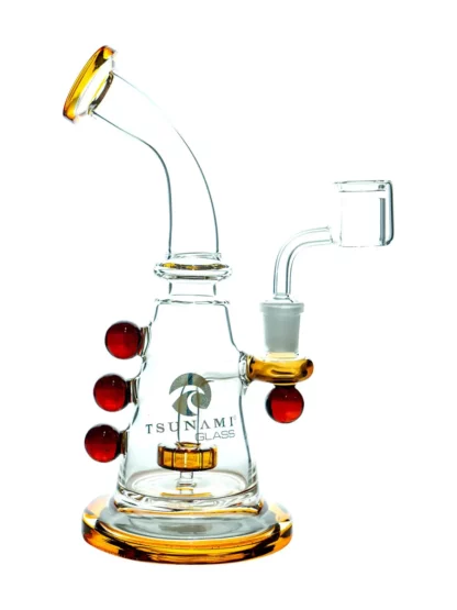 9 Tsunami Concentrate Rig Showerhead Marble Water Amber Pipe