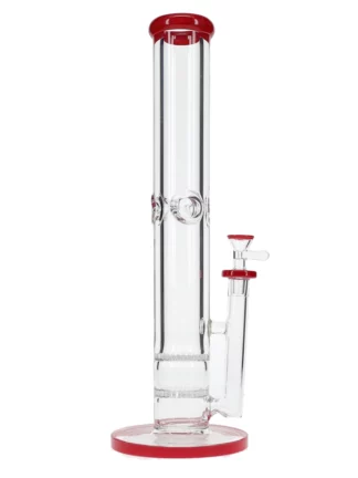 15" Stitches Straight Neck Water Pipe - Red