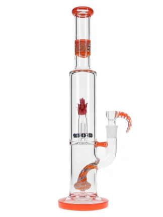 16" Dragon Flower Blossom Straight Neck Water Pipe - Orange