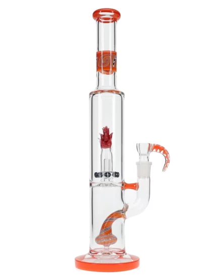 16" Dragon Flower Blossom Straight Neck Water Pipe - Orange