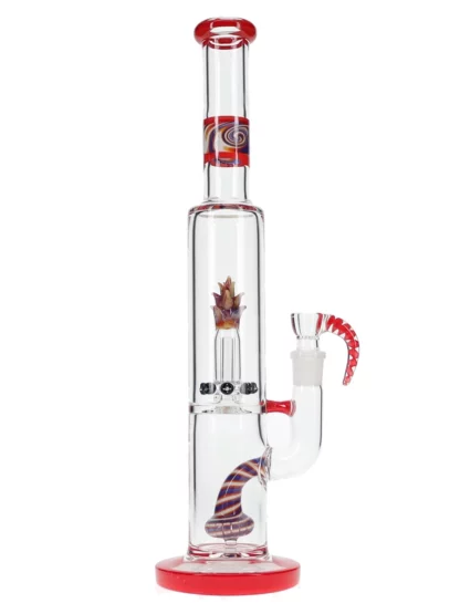 16" Dragon Flower Blossom Straight Neck Water Pipe - Red
