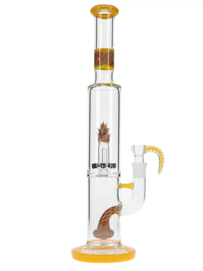 16" Dragon Flower Blossom Straight Neck Water Pipe - Yellow