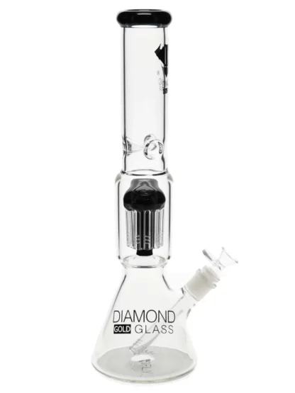 16" King 10-Arm Tree Perc Beaker Water Pipe by Diamond Glass - Black