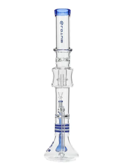 20" Transparent Straight Neck Beaker Water Pipe by Lotus Glass - Blue