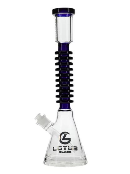 17" Gear Rod Straight Neck Beaker Water Pipe by Lotus Glass - Blue