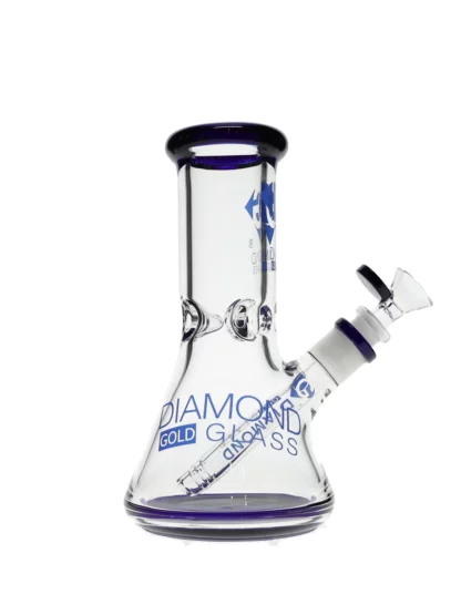 8" Hitter No Perc Beaker Water Pipe by Diamond Glass - Blue