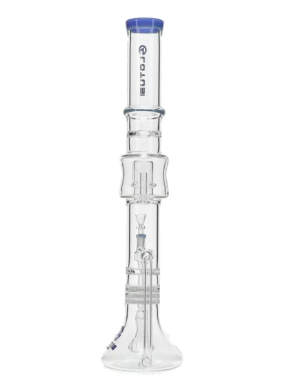 20" Transparent Straight Neck Beaker Water Pipe by Lotus Glass - Blue Jade