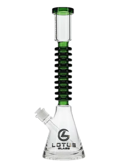17" Gear Rod Straight Neck Beaker Water Pipe by Lotus Glass - Green
