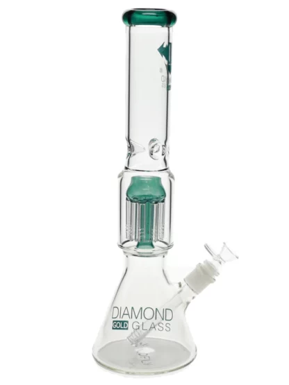 16" King 10-Arm Tree Perc Beaker Water Pipe by Diamond Glass - Teal Green