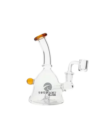6" Tsunami Concentrate Rig Mini Bell Water Pipe - Amber