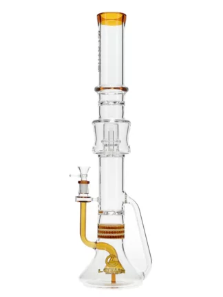 20" Transparent Straight Neck Beaker Water Pipe by Lotus Glass - Yellow
