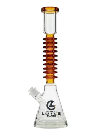 17" Gear Rod Straight Neck Beaker Water Pipe by Lotus Glass - Yellow