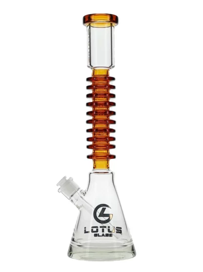 17" Gear Rod Straight Neck Beaker Water Pipe by Lotus Glass - Yellow