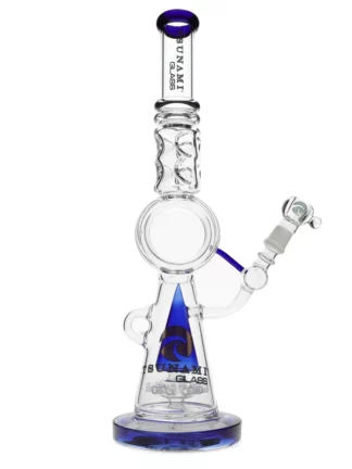 18" Tsunami Sprinkler Donut Perc Water Pipe - Clear Blue