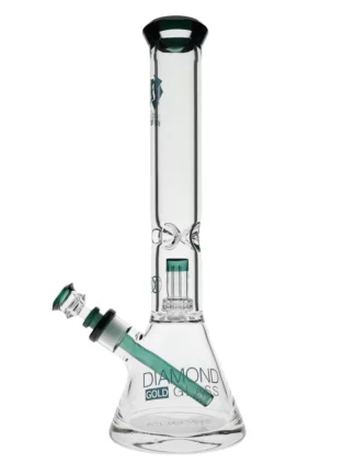 16" Dro Showerhead Perc Beaker Water Pipe by Diamond Glass - Teal