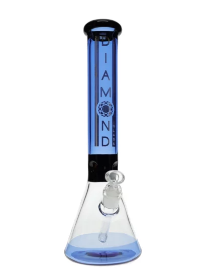 18" Khiva No Perc Beaker Water Pipe by Diamond Glass - Blue Violet