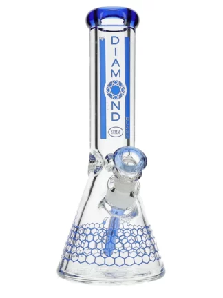 12" Dalmont No Perc Thick Joint Beaker Water Pipe by Diamond Glass - Blue Violet