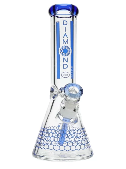 12" Dalmont No Perc Thick Joint Beaker Water Pipe by Diamond Glass - Blue Violet