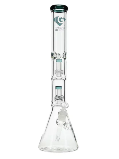18" Dazed Double Matrix Showerhead Perc Beaker Bong by Diamond Glass