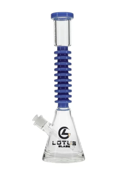 17" Gear Rod Straight Neck Beaker Water Pipe by Lotus Glass - Milk Blue