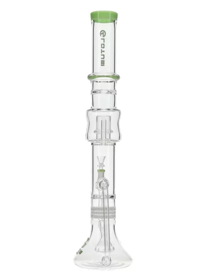 20" Transparent Straight Neck Beaker Water Pipe by Lotus Glass - Milk Green