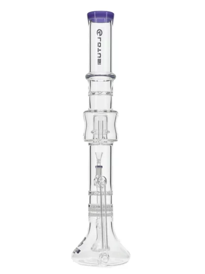 20" Transparent Straight Neck Beaker Water Pipe by Lotus Glass - Milk Purple