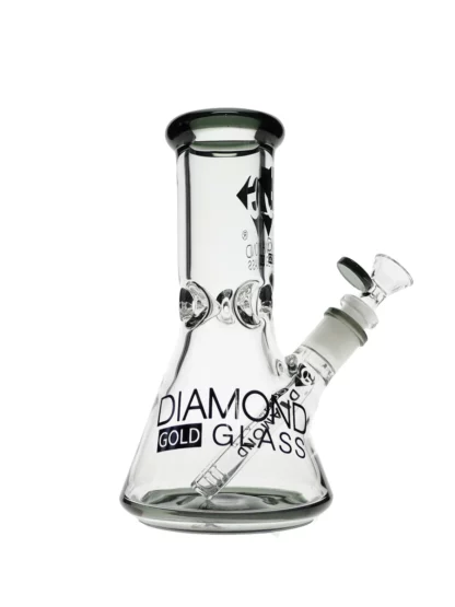 8" Hitter No Perc Beaker Water Pipe by Diamond Glass - Smokeblack