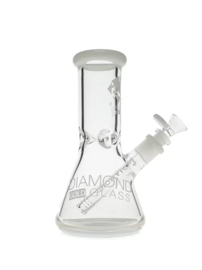 8" Hitter No Perc Beaker Water Pipe by Diamond Glass - White