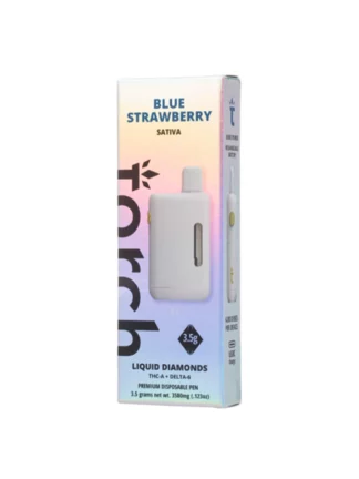 Blue Strawberry Sativa Indica Torch D6+THC-A Liquid Diamonds Vape 3.5G