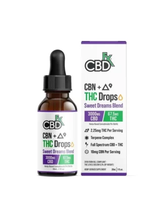 CBDfx CBD + Delta 9 THC Drops Sweet Dreams Blend Tincture 30ml - 3000mg