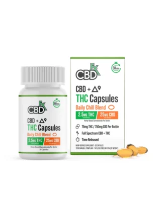 CBDfx CBD + Delta 9 THC Capsules Daily Chill Blend Full Spectrum CBD+THC